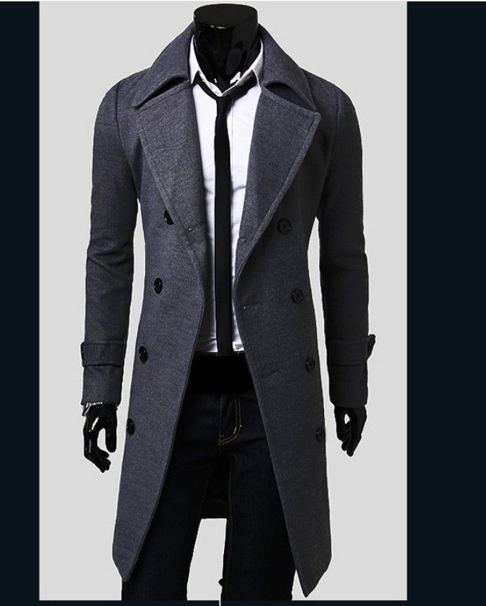 2023 New Men's Double Breasted Ni Windbreaker Mid Length Trendy Fit Casual Woolen Coat M-4XL_voghion.com