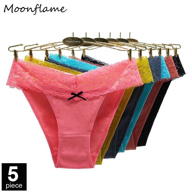 89433 Mooame 5 pcs/lots V Waist Sexy Lace Briefs Women Cotton Underwear Lingerie Women's Underpants Ladies Panties_voghion.com