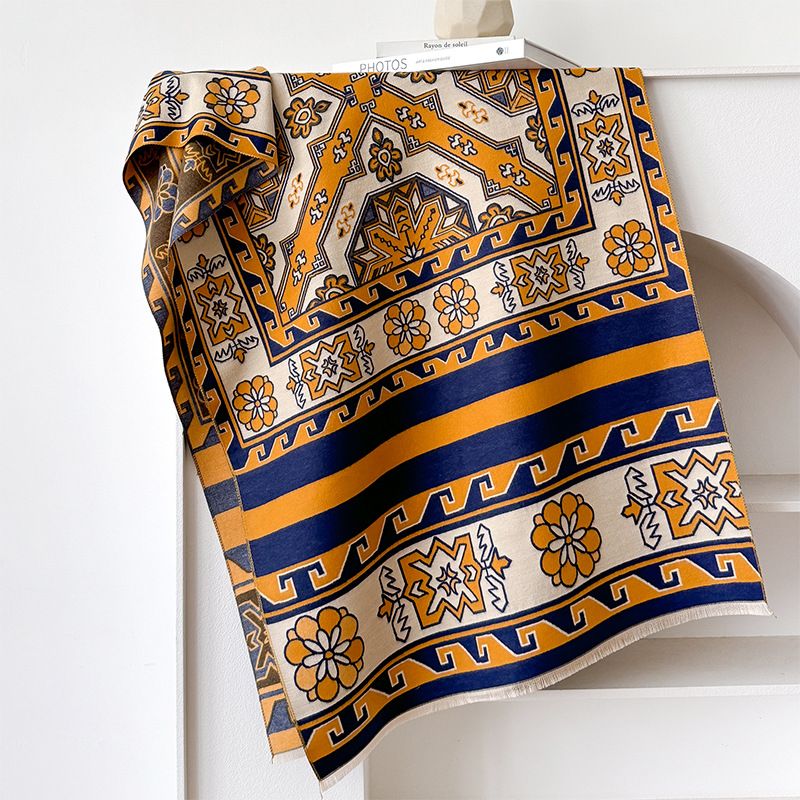 2024 nuovo stile artistico colore contrastante autunno e sciarpa in cashmere bifacciale, scialle caldo invernale di alta qualità_voghion.com