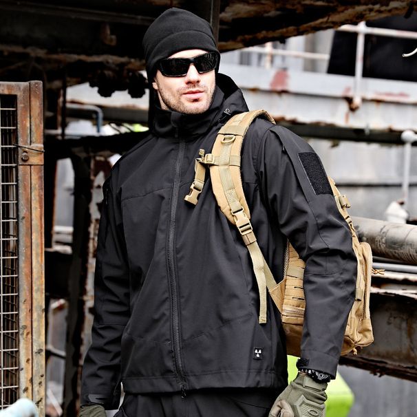 Praetor Tactical Jacket – Ganzjahres-Softshell-Militär-Windjacke mit Fleecefutter (Schwarz/Khaki/Grün)_voghion.com