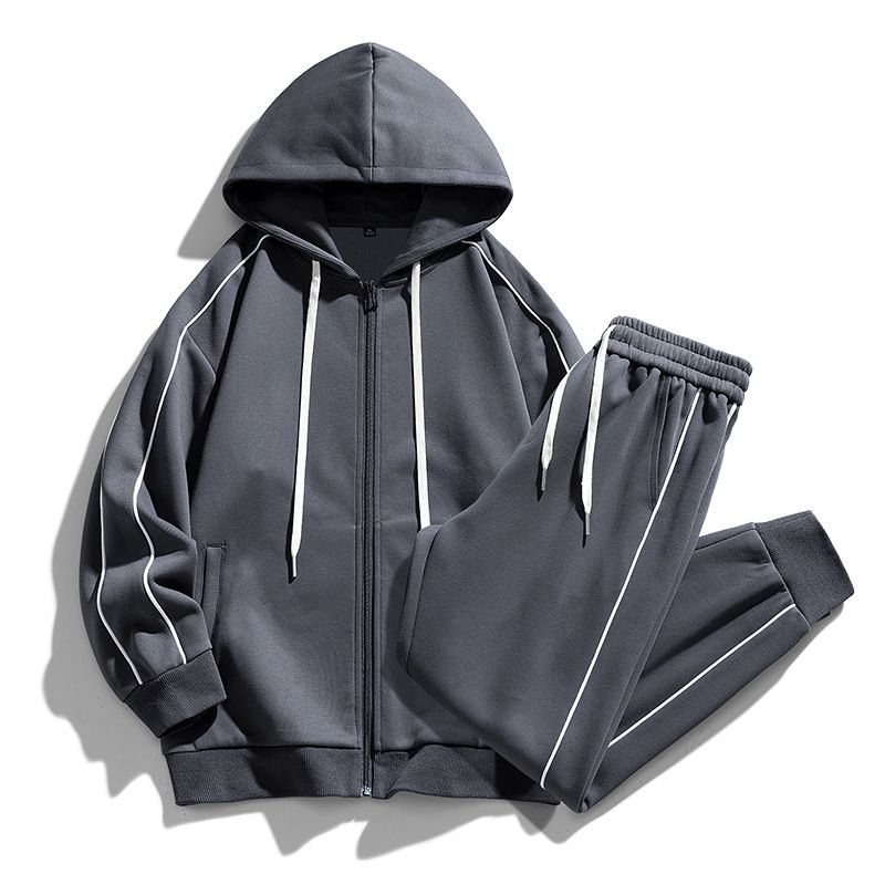 Men's Clothing Men's sportswear suit 2024 autumn new youth long sleeved cardigan striped hoodie casual suit men_voghion.com