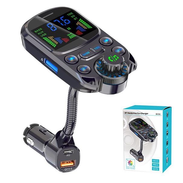 Upgrade des Bluetooth-FM-Transmitters fürs Auto, kabelloses Bluetooth 5.3-Schnellladegerät-Adapter-Kit fürs Auto, unterstützt AUX-Out-U-Disk/TF-Karte_voghion.com