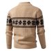 Herrenbekleidung Herren-Strickjacke mit doppeltem Reißverschluss und Jacquardmuster – Oversized-Winterpullover mit Stehkragen (in 6 Farben und Größen M–4XL)_voghion.com