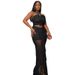 Fashion Women's Sexy One-Shoulder Strapless Split Skirt Plus Size Two-Piece Set_voghion.com