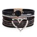 Set di bracciali a strati bohémien - Bracciale rigido regolabile a cuore aperto e catena con perline_voghion.com