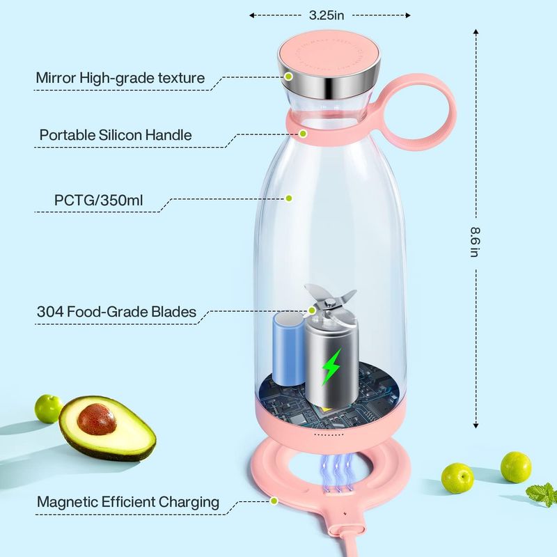ACZT Quality Goods 11.5oz Portable Blender - Magnetic USB Quick Charge_voghion.com