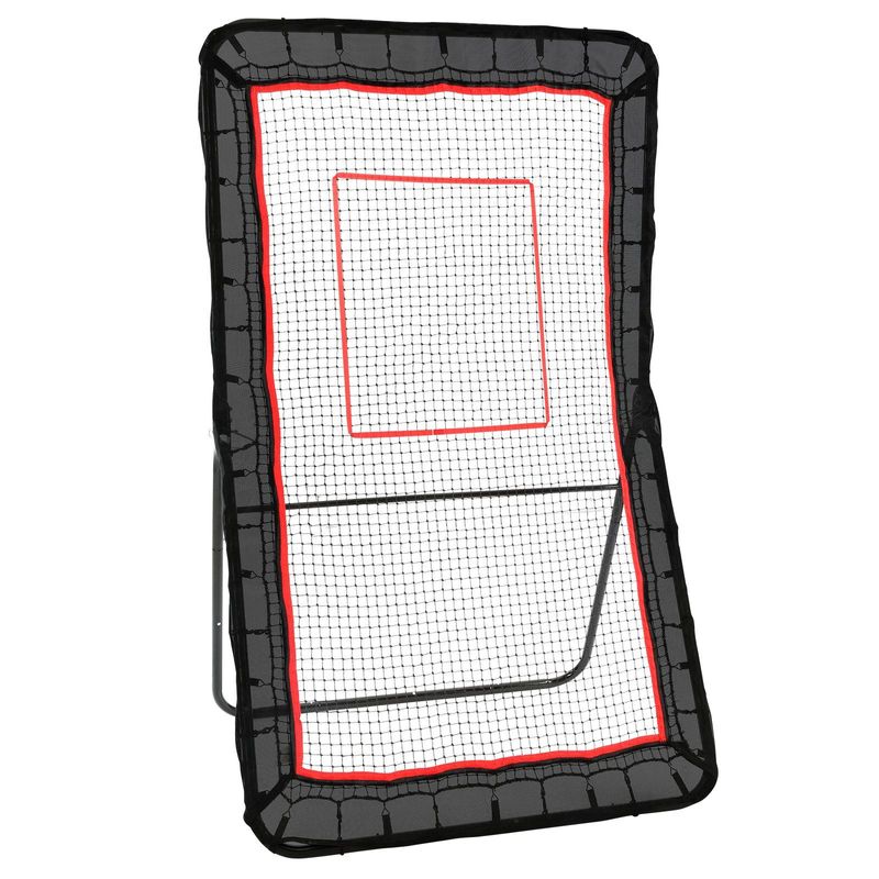 VEVOR Lacrosse Rebounder For Backyard, 4x7 Ft Volleyball Bounce Back Net, Pitchback Throwback Baseball Softball Return Training Screen, Adjustable Angle Shooting Practice Training Wall With Target_voghion.com