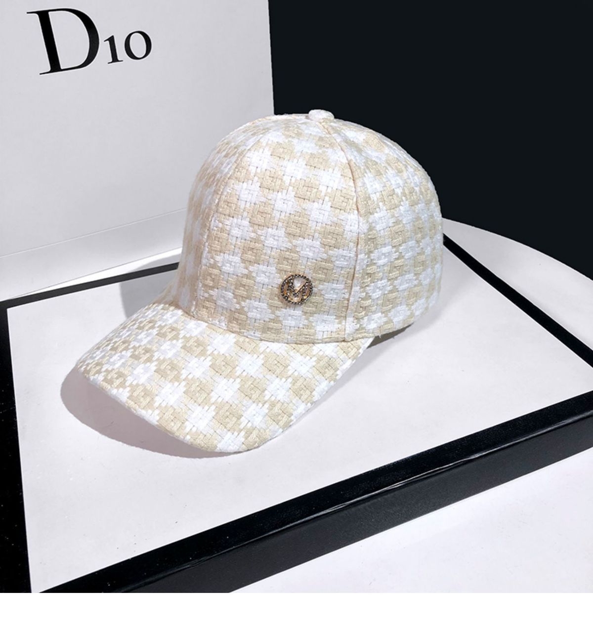 Klobuki za ženske spomladi in jeseni, karirasti klobuk s črko M in račjim kljunom, korejska različica, vsestranski in modni senčnik_voghion.com