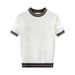 Men's Clothing Summer Comfortable Cool And Breathable Strong Twist Jacquard Texture Contrast Color Knitted T Shirt_voghion.com