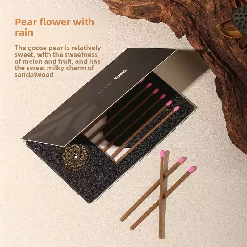 2025ins Matchstick Pure Natural Goose Pear Tent Sandalwood Ambergris Incense Boxed Gift Set_voghion.com