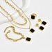 Ins high-end double-layer stacked black square necklace earring set light luxury niche bracelet index finger ring_voghion.com