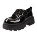 Emexiang Scarpe da donna in pelle con suola spessa e rialzo in stile britannico, 6 cm, mocassini con lacci neri per l'autunno e_voghion.com