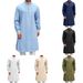 Herrenbekleidung Mode Einfaches Langes Hemd Muslim Robe_voghion.com