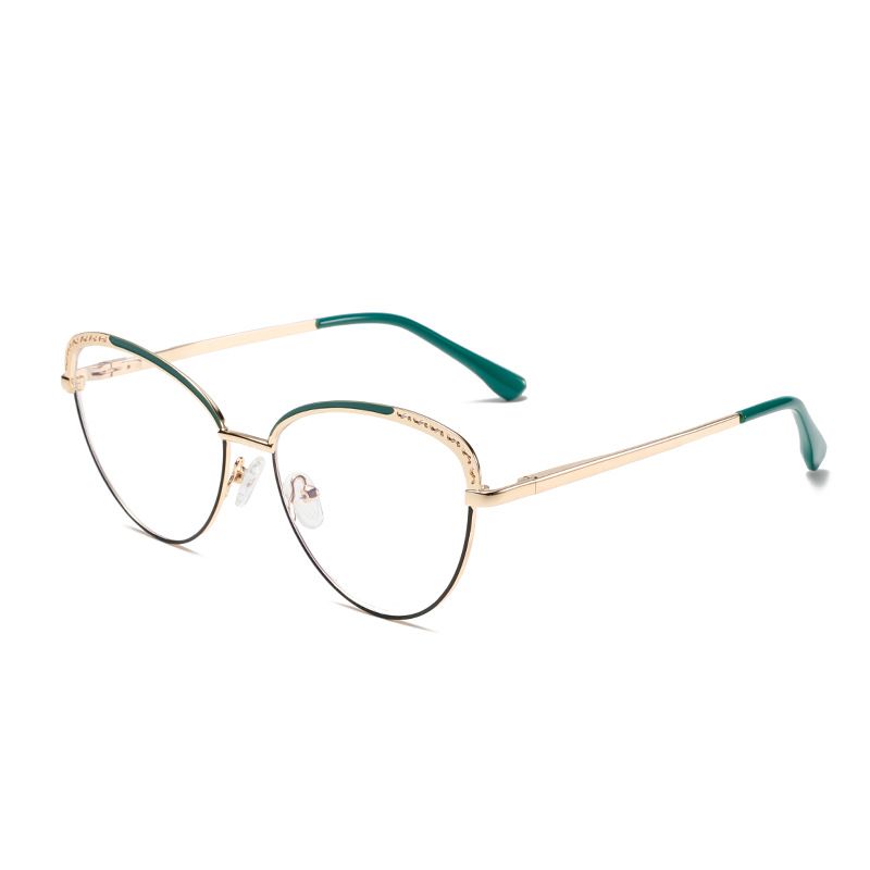 New Spring Leg Cat Eye Color Blocked Blue Glasses, Light Luxury, Elegant And Fashionable Temperament, No Degree Flat_voghion.com