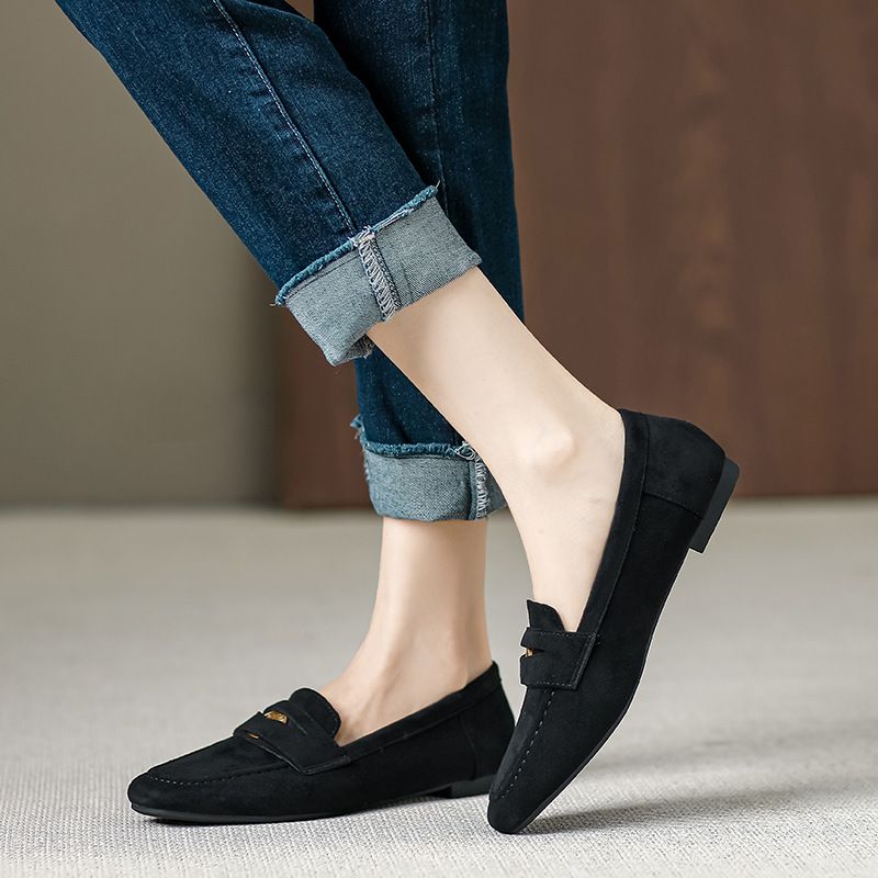 Damskie płaskie buty typu Mary Jane w kolorze czarnym, mokasyny z grubą podeszwą, brytyjskie małe skórzane buty, pojedyncze buty_voghion.com