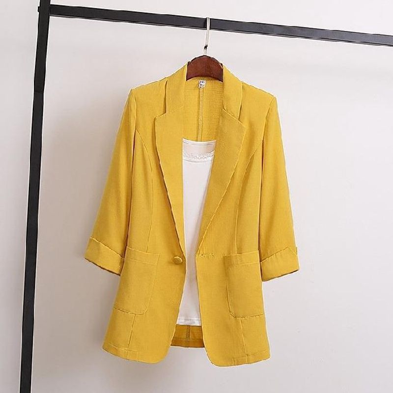 Vêtements pour femmes printemps et été, nouveau costume fin en coton et lin, mode décontractée pour femmes, petit costume en coton et lin, veste grande taille_voghion.com