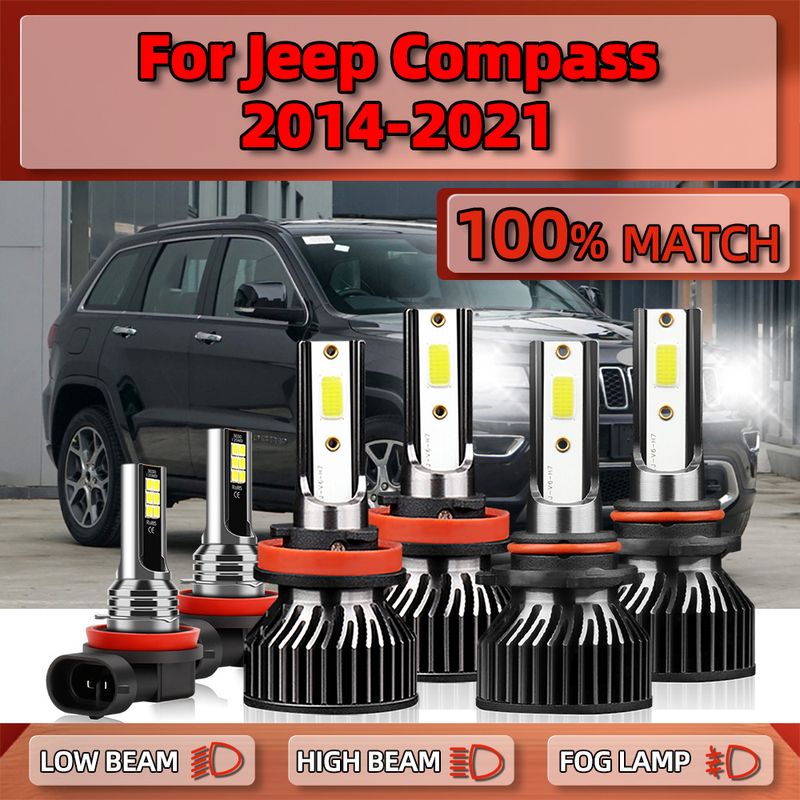 Lampadine per fari a LED per auto, 60000LM, 360W, Turbo, 12V, 6000K, fendinebbia, per Jeep Compass 2014, 2015, 2016, 2017, 2018, 2019_voghion.com