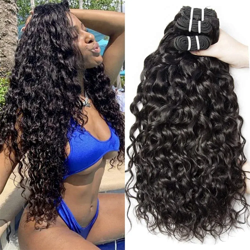 12A Peruvian Water Wave Bundles Unprocessed Curly Human Hair Bundles Weave Remy Water Wave Hair Extensions No Tangle_voghion.com