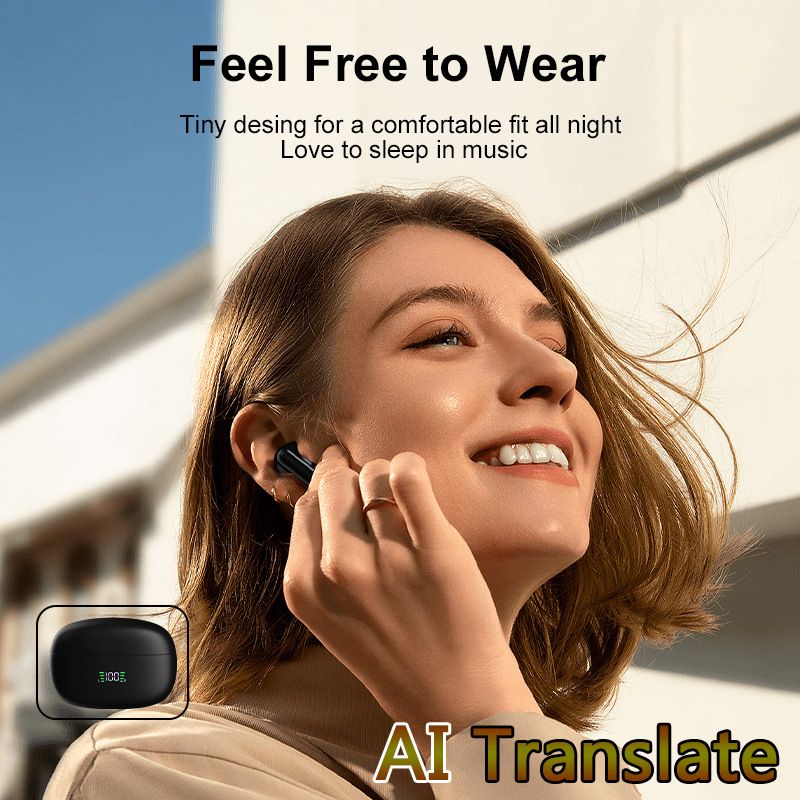Hot Selling Bluetooth Wireless Translation Headset Dual Ear Simultaneous Translator Multi Language Mutual Translation Translator Headset_voghion.com
