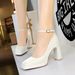 9982-K105 Style Banquet Wedding Coarse Super High Heels Waterproof Platform Silk Strap Single Shoes_voghion.com