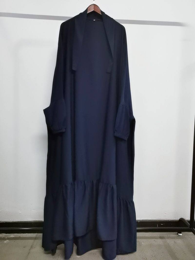 Robe longue élégante grande taille avec manches chauve-souris et ourlet fluide - Mélange de polyester doux, couleurs polyvalentes pour femmes_voghion.com