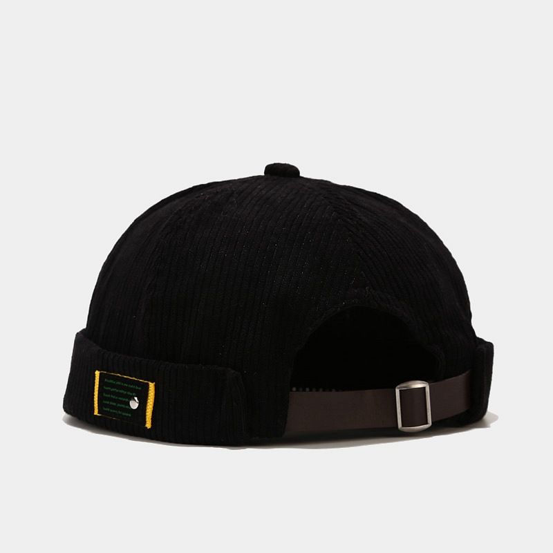 Verhuurder hoed versie van de nieuwe persoonlijkheid label corduroy yuppie hoed mannen trendy Harajuku retro meloen huid hoed vrouwen_voghion.com
