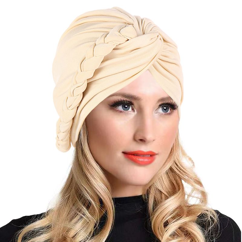 nuovo cappello intrecciato multicolore cappello turbante cappello musulmano semplice pullover in stock_voghion.com