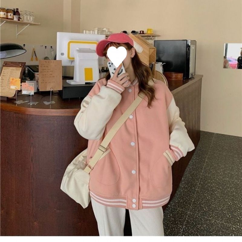 Autumn winter explosive street cardigan women's new style with plush ultra thick baseball jacket Korean version BF loose_voghion.com