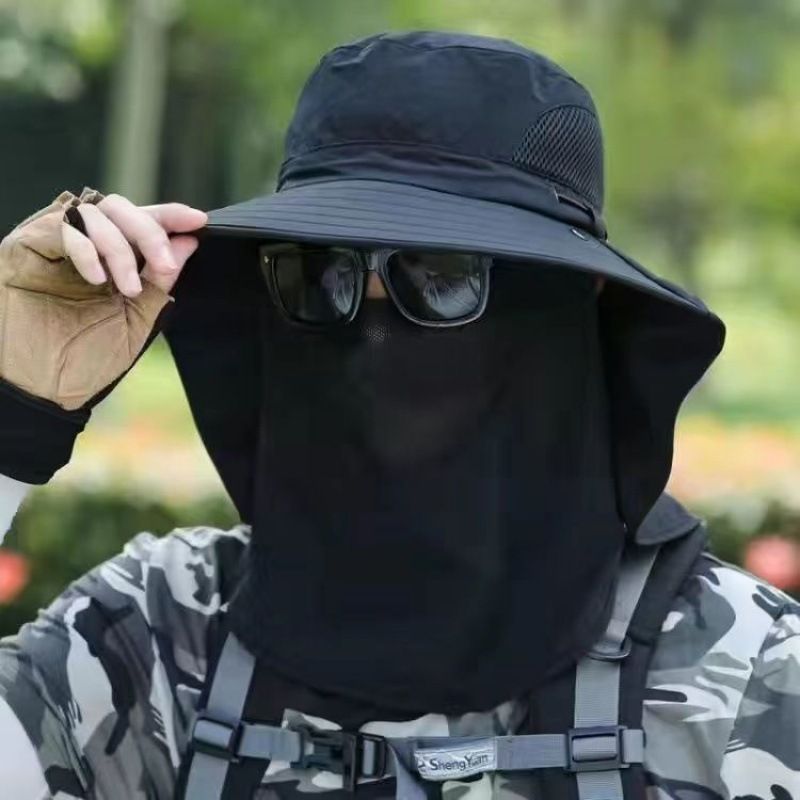 Zomervissershoed Zonnebrandcrème Hoed Uitgebreide Zonbescherming Gezichtsscherm UV Hoed_voghion.com