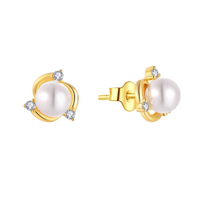 Orecchini di perle di zircone intarsiato di lusso leggero per donna in argento sterling S925 placcato con gioielli di moda in oro 14K_voghion.com