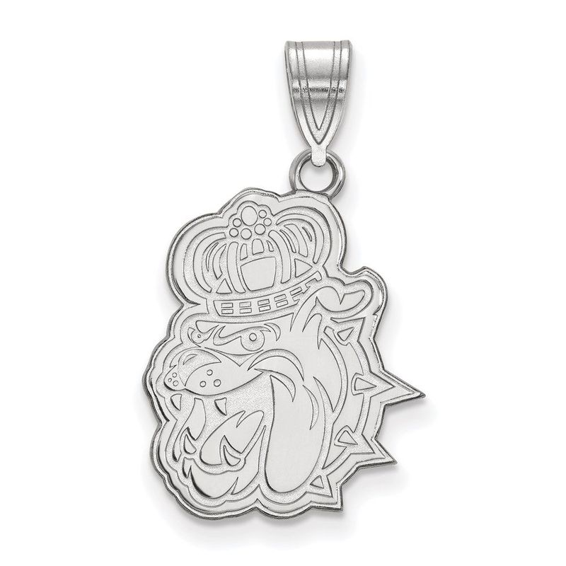 Sterling Silver Rhodium-plated LogoArt James Madison University Dog Large Pendant_voghion.com