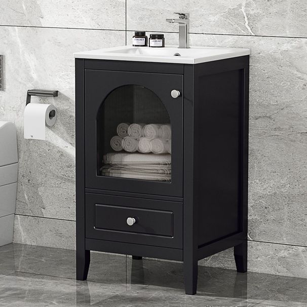 20" Bathroom Vanity With Sink, Bathroom Cabinet With Soft Closing Glass Door, A Drawer_voghion.com