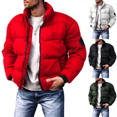Men's Winter Padded Jacket - Stand Collar Quilted Coat | Thickened Windproof Parka