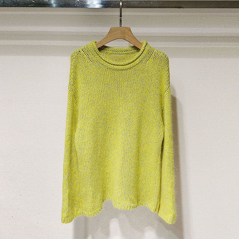 ragazza 1 pezzo ordine minimo 2025 autunno abbigliamento donna XRJ5M09C girocollo stile pigro maglione lavorato a maglia a maniche lunghe_voghion.com