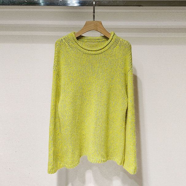 ragazza 1 pezzo ordine minimo 2025 autunno abbigliamento donna XRJ5M09C girocollo stile pigro maglione lavorato a maglia a maniche lunghe_voghion.com