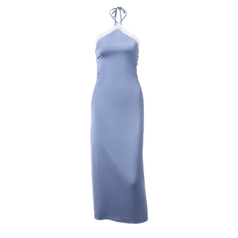 Rückenfreies, schulterfreies Spitzenkleid für Damen mit hängendem Ausschnitt_voghion.com