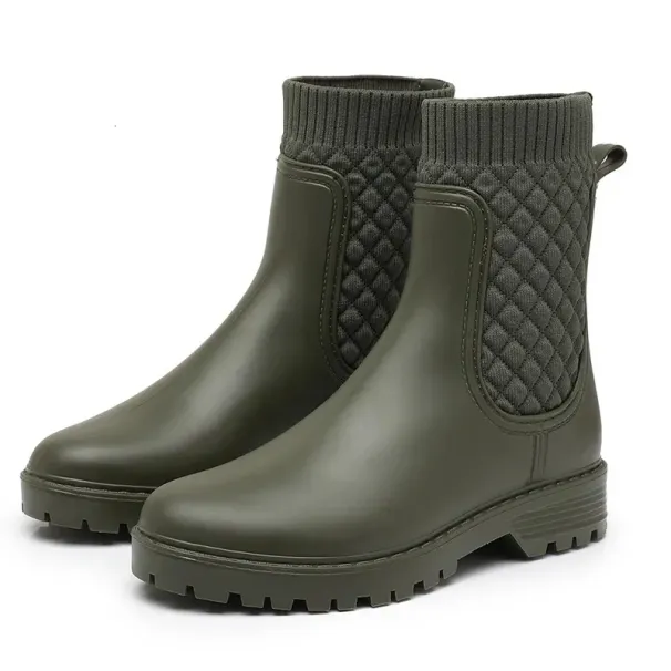 Regenstiefel kariert, lässige Mode, kleine Bein-Wasserschuhe, Damen-Gleitrohr, Regenstiefel für Erwachsene 241126_voghion.com