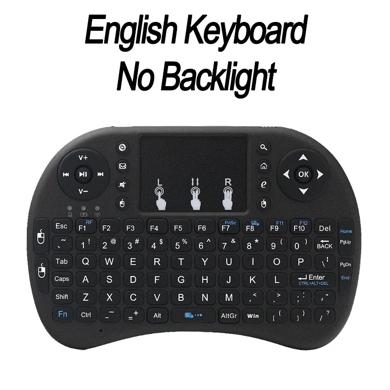 Mini teclado sem fio 2,4 GHz com retroiluminação, inglês, russo, espanhol, mouse aéreo, touchpad remoto para Android TV Box Digital_voghion.com