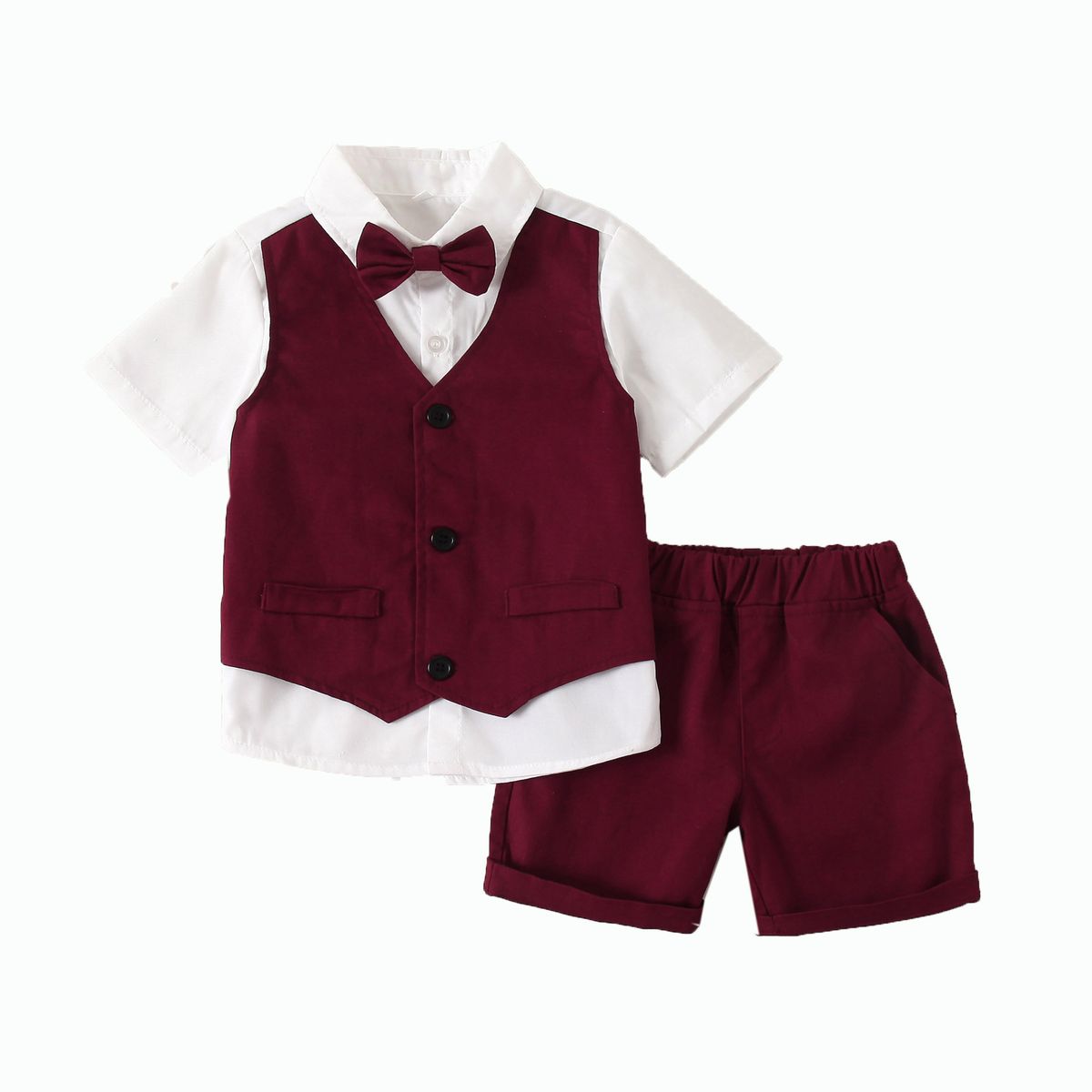 Herrenbekleidung Jungen Gentleman Kleid Sommer neue zweiteilige Kurzarm-Shorts Kinderbekleidung Drop Shipping_voghion.com