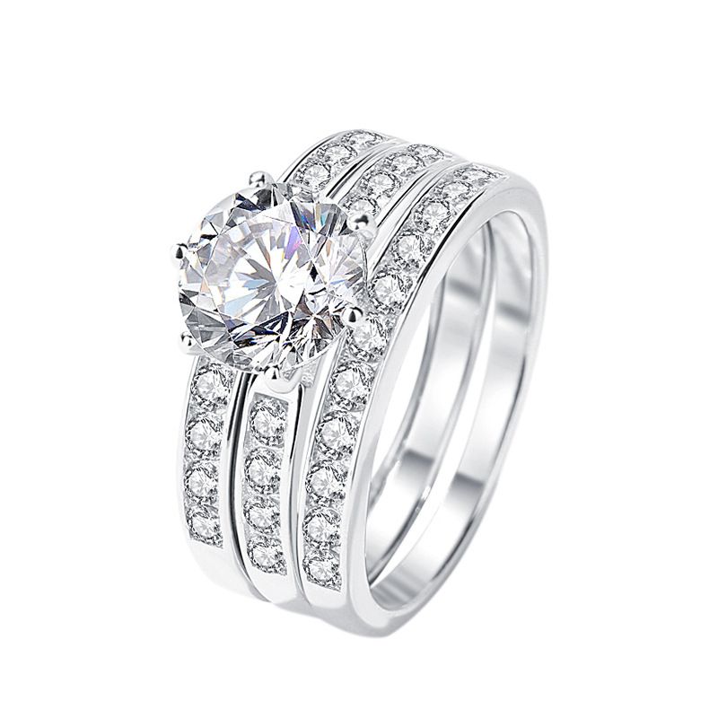 Damira 2 karaat moissanite voor dames, sterling zilver, lichte luxe, veelzijdige stapelbare ringset_voghion.com