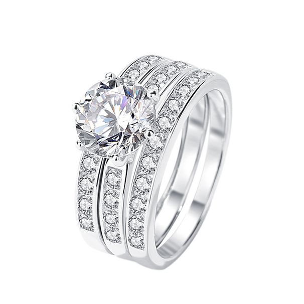Damira 2 karaat moissanite voor dames, sterling zilver, lichte luxe, veelzijdige stapelbare ringset_voghion.com