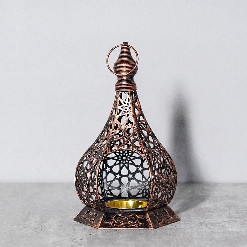 Home Furniture Festival Middle Eastern Style New Hollow Electroplated Iron Candlestick Atmosphere Decoration Aromatherapy Candle Holder Ornaments_voghion.com