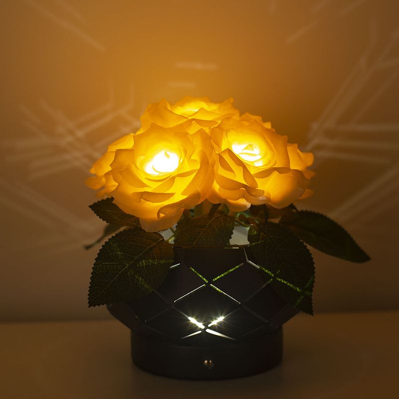Piccola luce notturna da scrivania a forma di rosa, lampada da comodino in stile ins, regalo creativo, decorazione d'atmosfera, sensazione di alta qualità_voghion.com