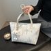 Portable Large Capacity Tote Bag For Women 2025 Autumn And Winter New Contrast Color Casual Stripes All Match High End Shoulder Bag_voghion.com