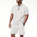 2025 Sommer Herren Loose Casual Einfaches kariertes Poloshirt mit Reißverschluss und kurzen Ärmeln_voghion.com