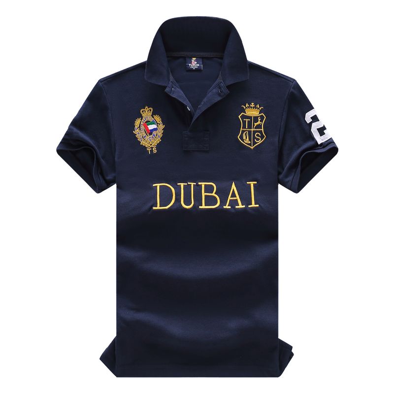 Men's Clothing New Polo Shirt Short Sleeved Men's Cotton Embroidery Dubai Leisure Sports Foreign Trade Cross Border Thin Navy Blue_voghion.com