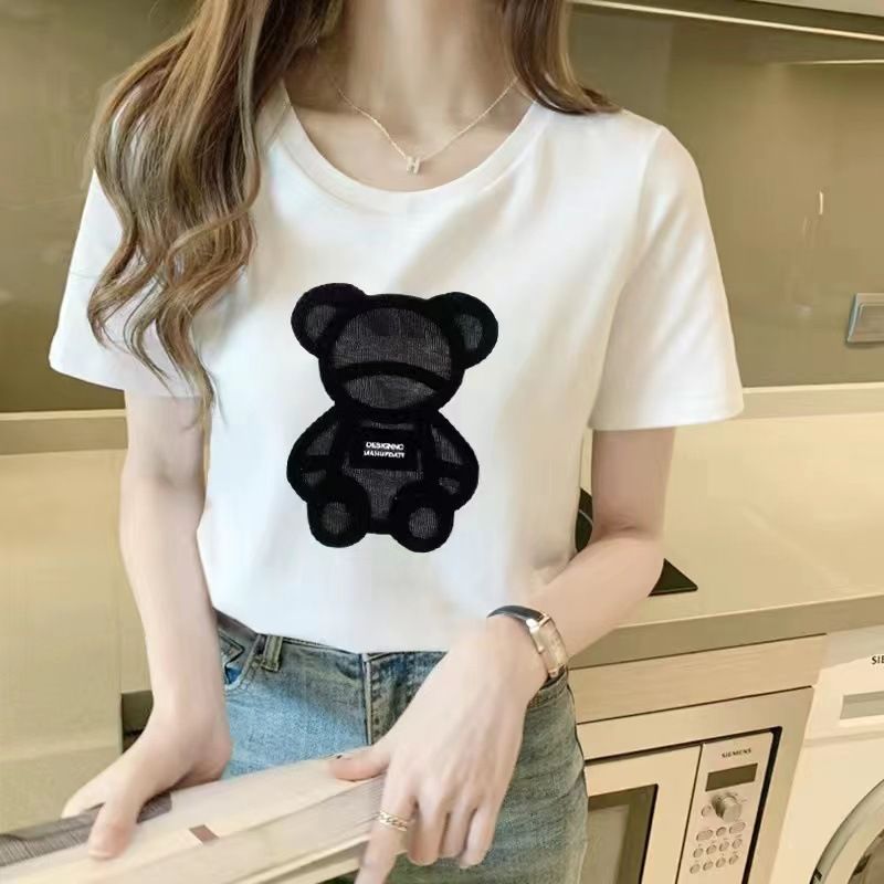 Women's short-sleeved women's clothes student loose Korean version Bear trendy women's fashionable bottoming_voghion.com