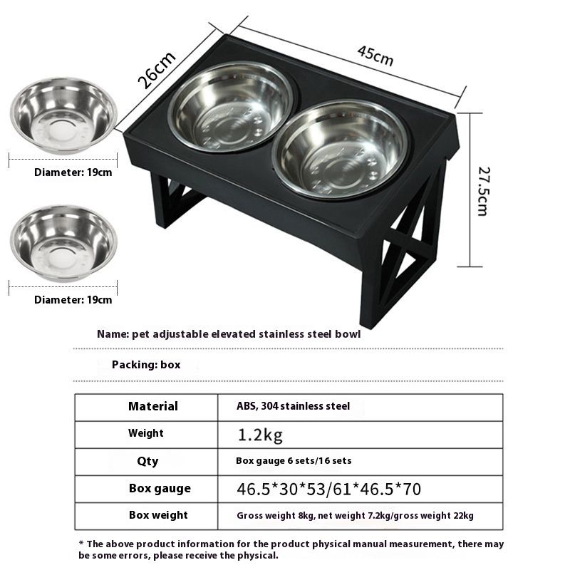 Cuenco de acero inoxidable, cuenco elevado vertical para perros y gatos, dispositivo de alimentación y agua, suministros para mascotas_voghion.com