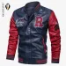 Mens Biker Jacket - Leather Flight Bomber Jacket, Black Slim Fit Varsity College Style PU Motorcycle Coat_voghion.com