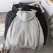 Unisex Fleece-Lined Hooded Zip-Up Sweatshirt - Oversized Winter Pullover For Couples & Students (M-3XL, Grey/Black)_voghion.com